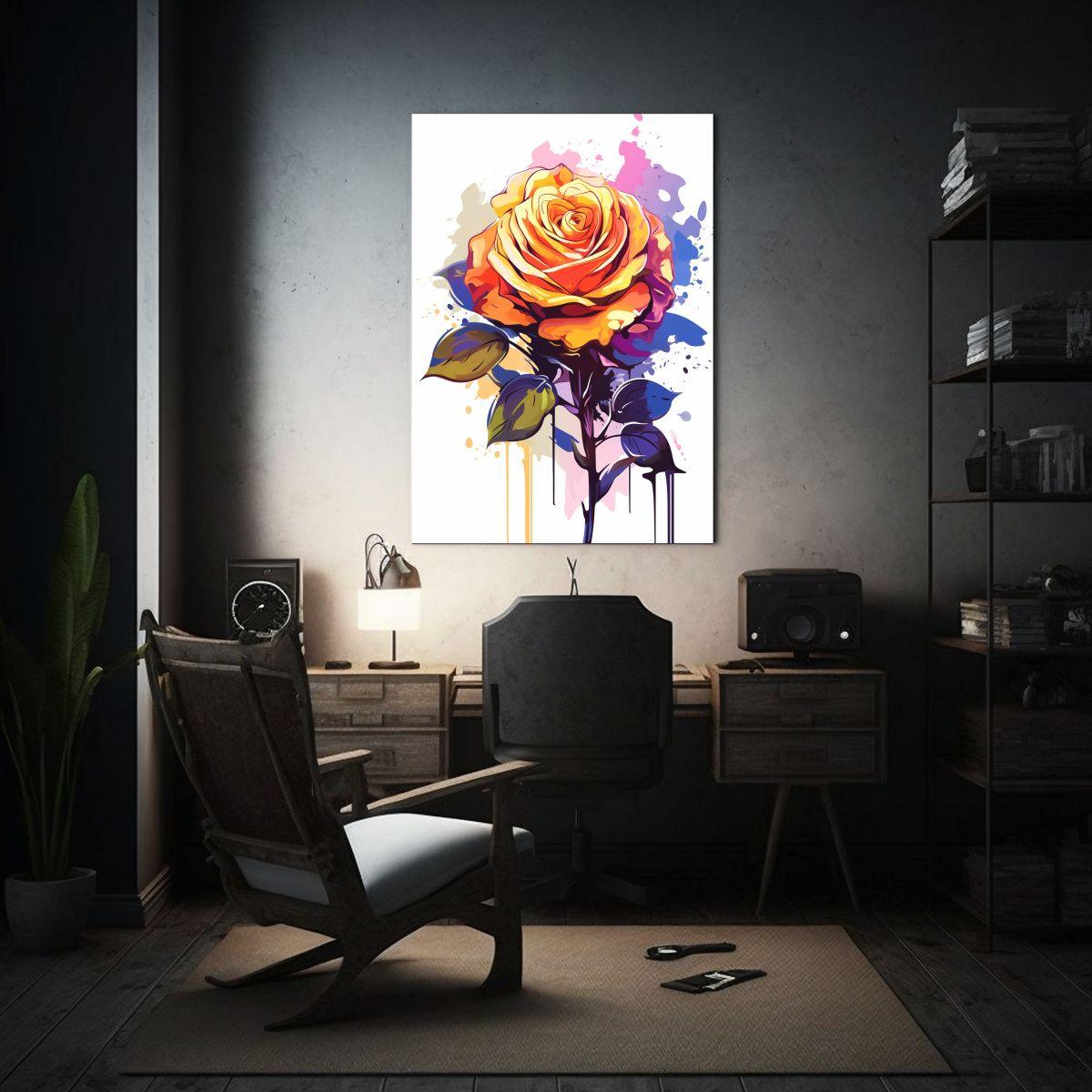 Pintura De Pared Con Rosa Roja En Lienzo Elegante 30x45cm-2