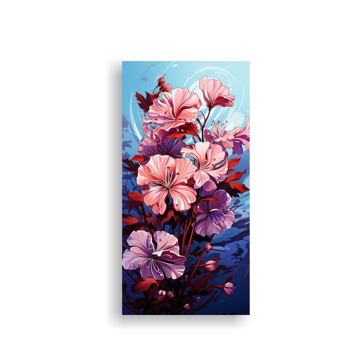 Geranios Morados Con Atmósfera Neonoir, Cuadro 70x140cm-0