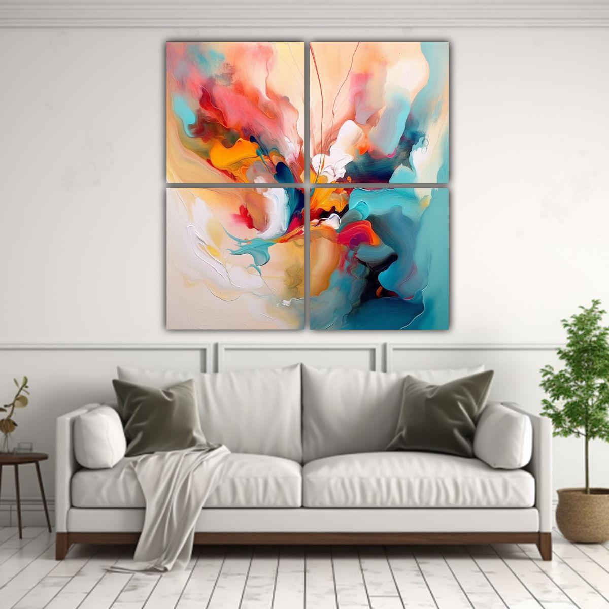 Estilo Óleo Abstracto En Tela Sublimada De 200x200 Cm-2
