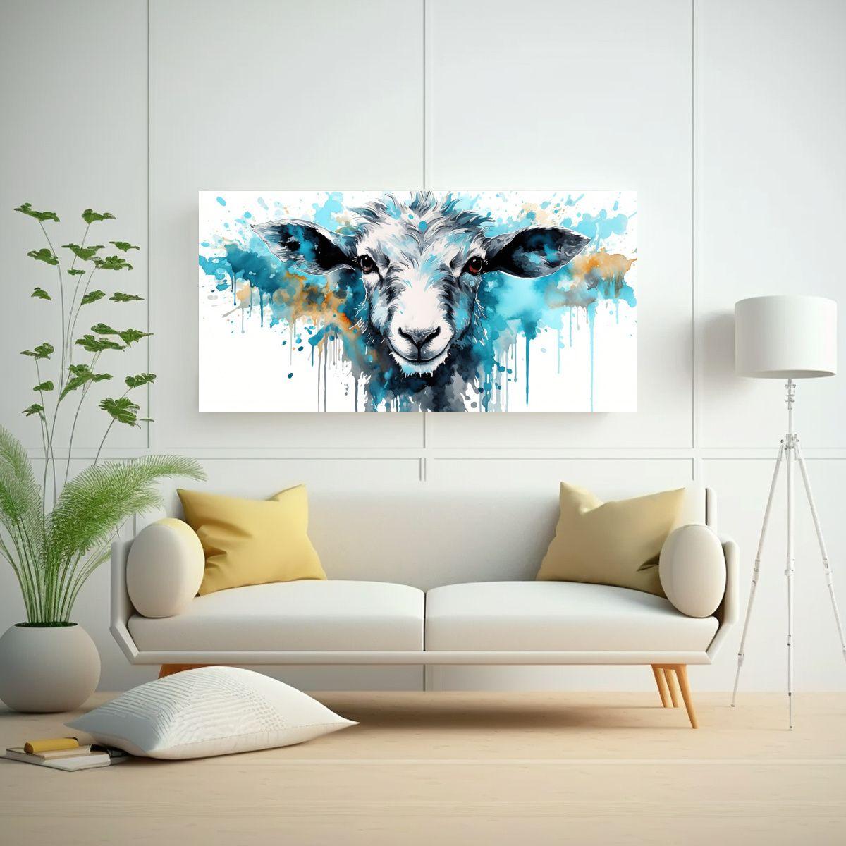 Cuadro Vintage De Animales De Granja En Acuarelas  80x40cm-2