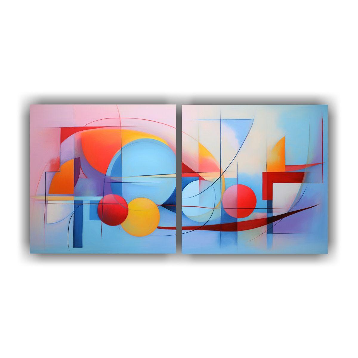 Cuadros Abstractos Tonos Pastel Arte En Dibujo 40x20 Cm-0