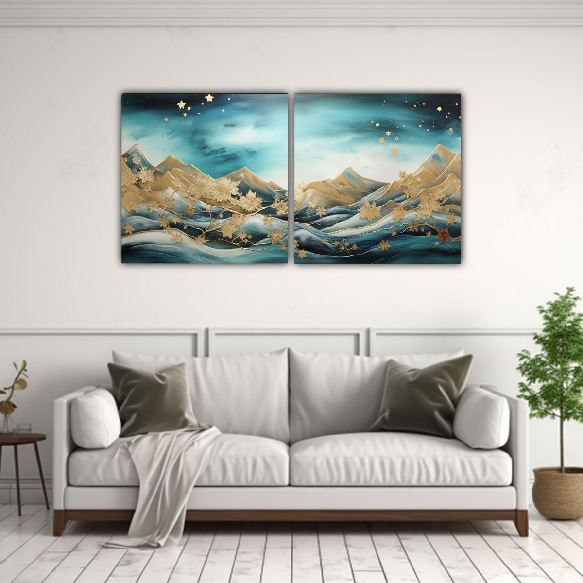 Paisaje De Montaña Con Estilo Elegante, 40x20 Cm-2