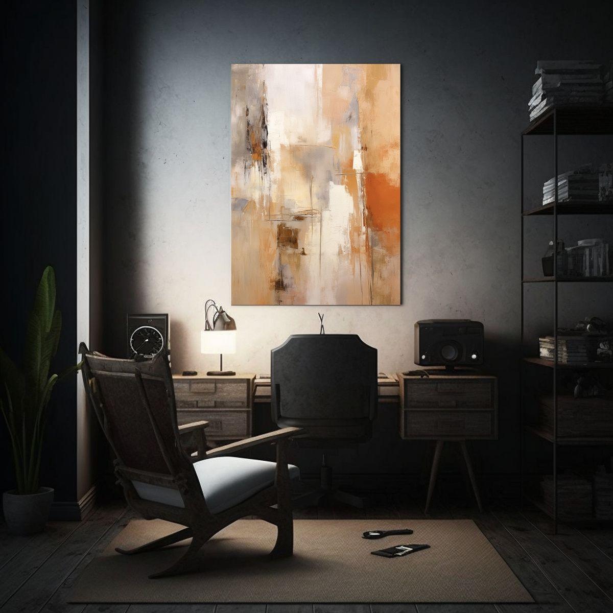 Cuadro Abstracto Beige Y Blanco Estilo Vintage 20x30cm-2