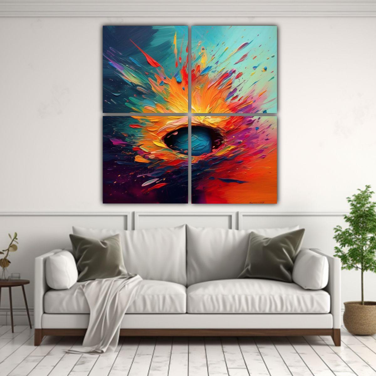 Cuatro Lienzos De Tela Finas Lineas Expresivas 200x200 Cm-2