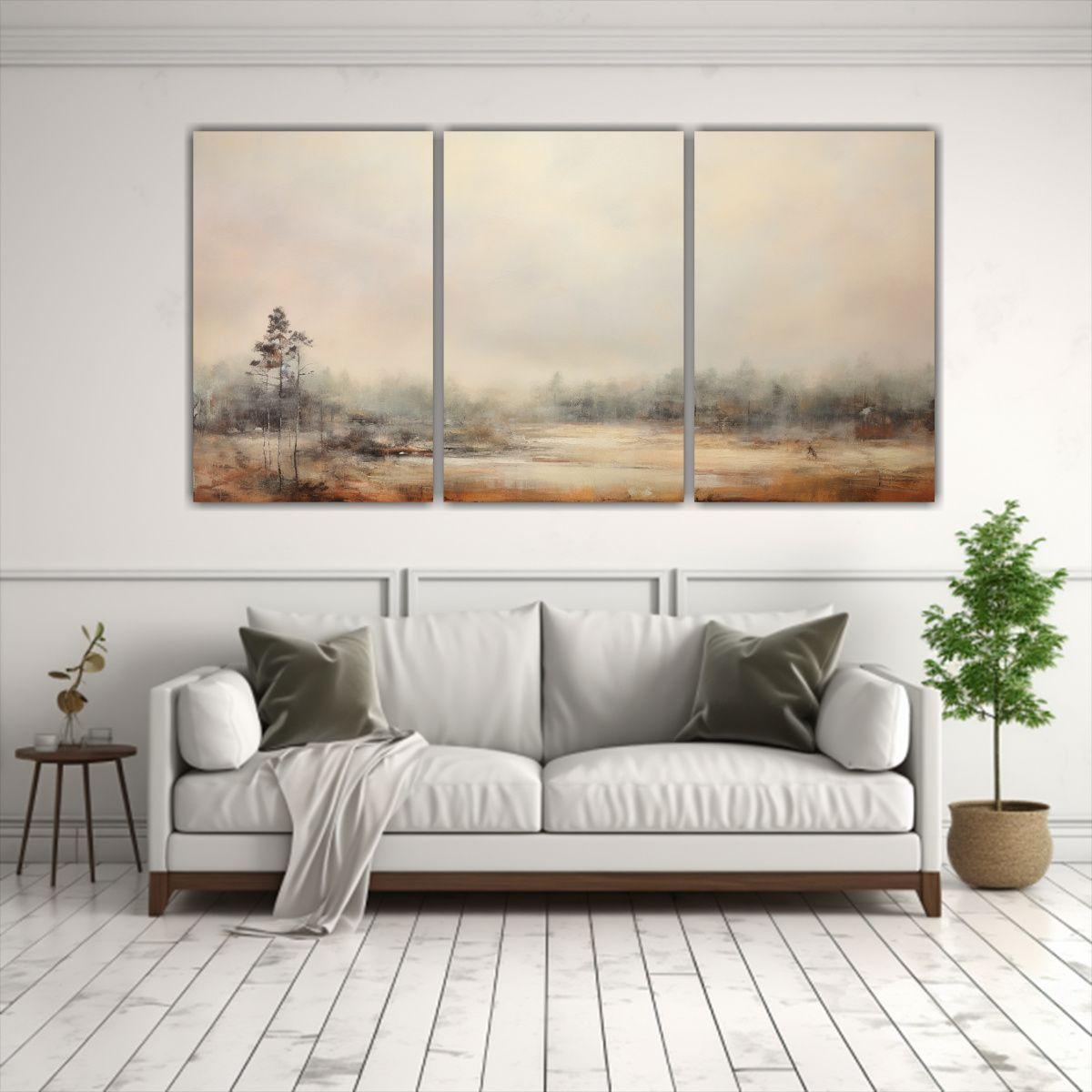 Conjunto De 3 Cuadros Tema Reflejo Con Técnica 120x60 Cm-2