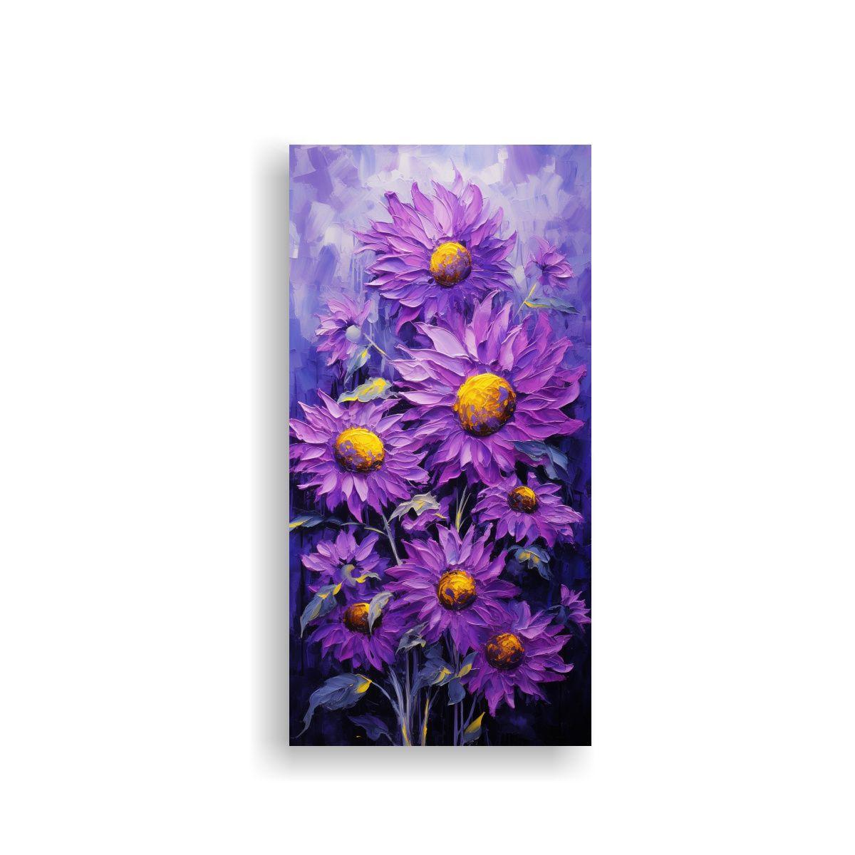 Cuadro Abstracto De Girasoles Morados En Estilo 40x80cm-0