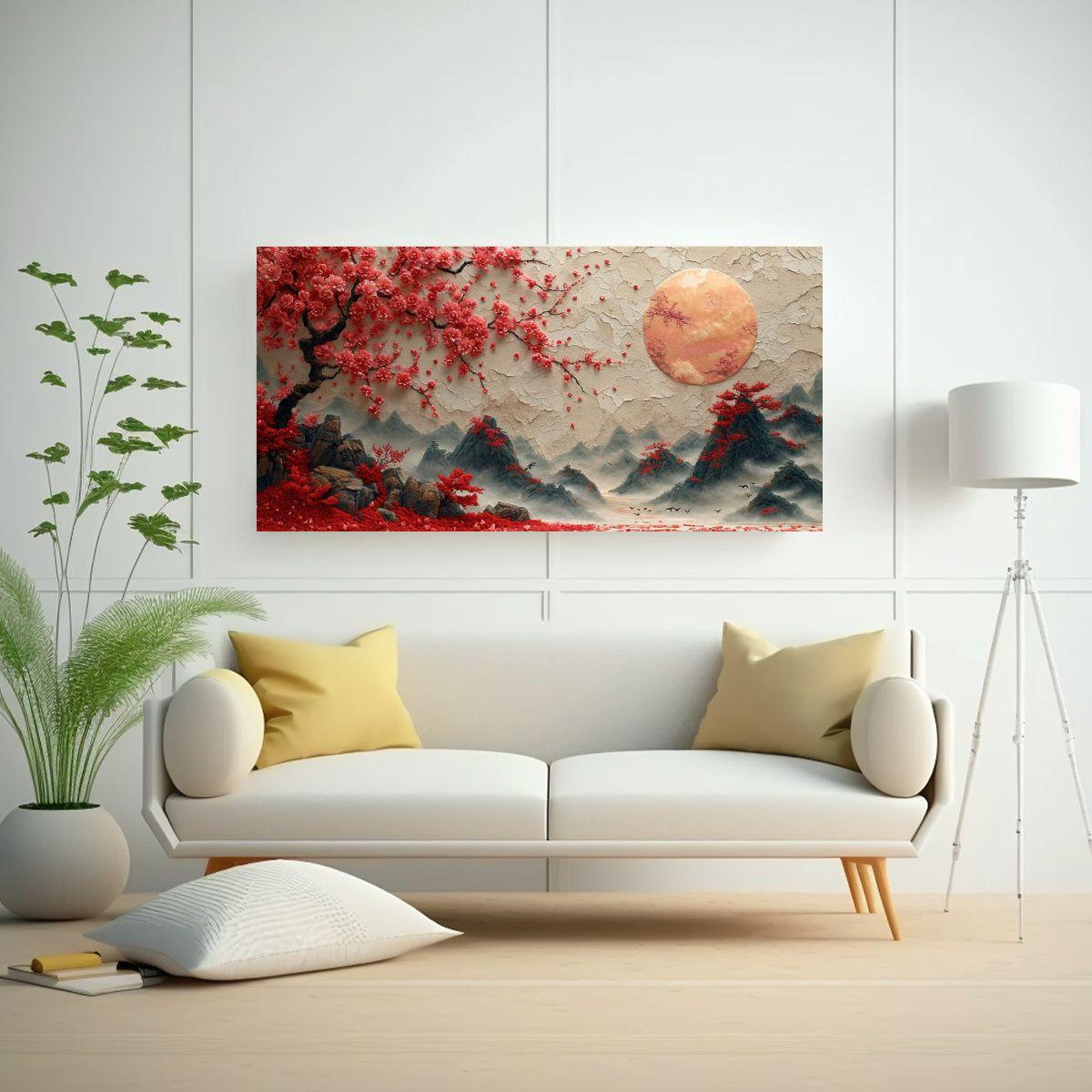 Pintura Decorativa Con Escena De árboles 60x30cm-2