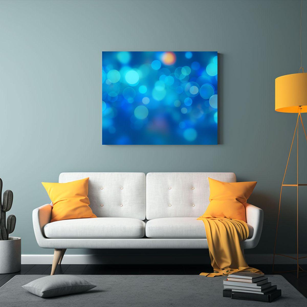 Cuadro Abstracto De Pared Azul Con Gama De Colores 75x50cm-2