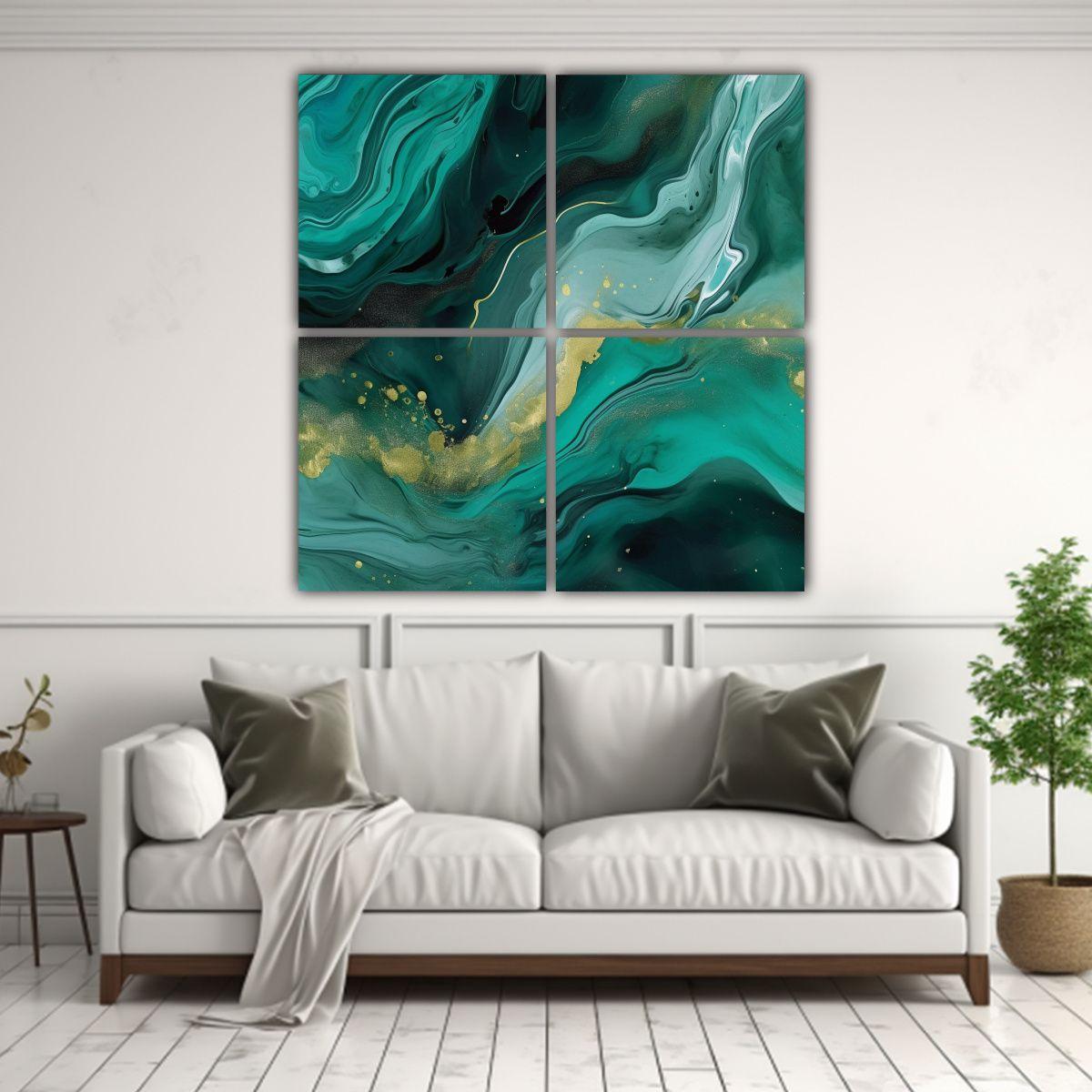 Pintura Abstracta única De Cuatro Composiciones 160x160 Cm-2