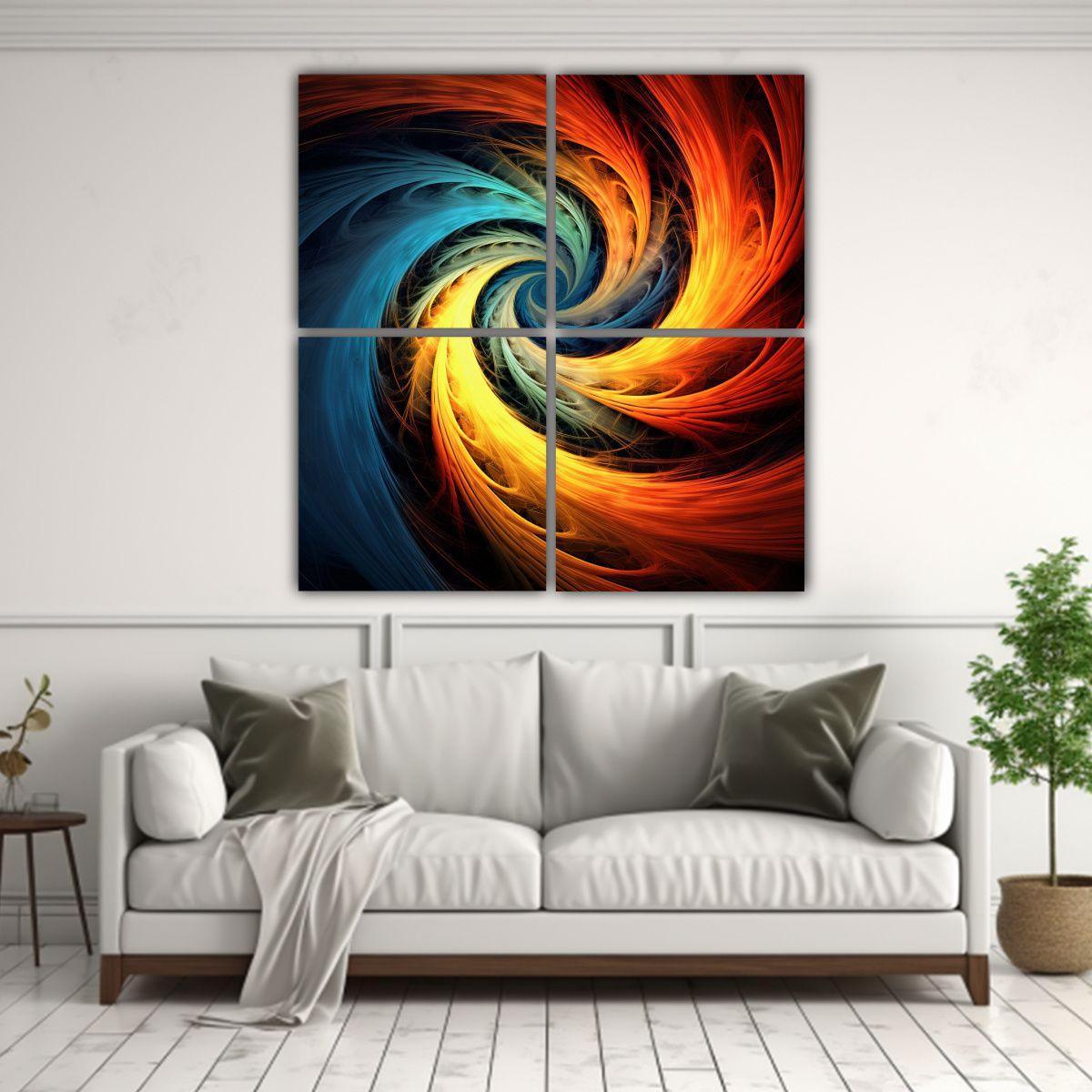 Cuadriptico Fractal Clásico Temática Vortex 180x180 Cm-2