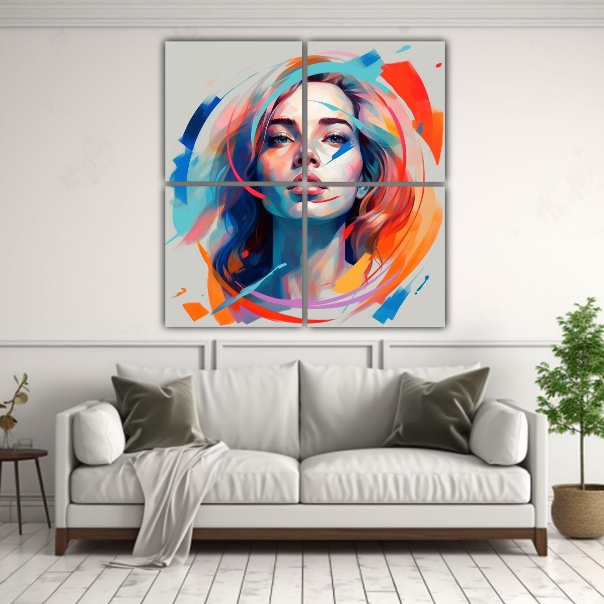Cuatro Lienzos Movimiento Estrellados Steven 60x60 Cm-2