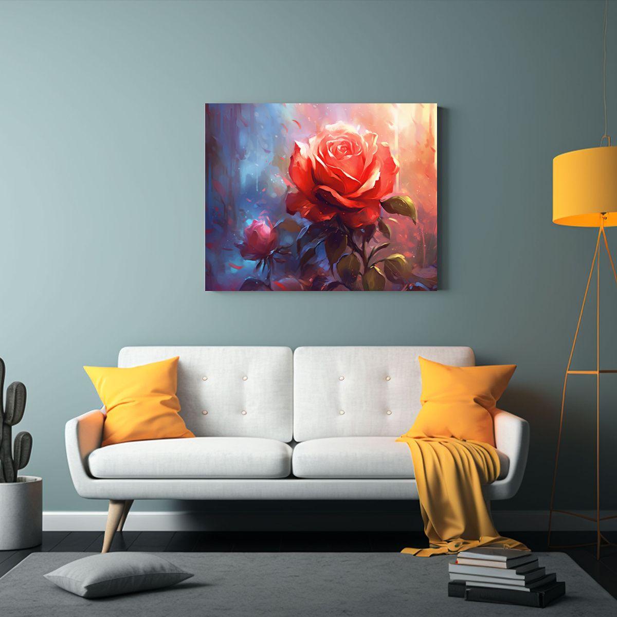 1 Pieza Dibujo Innovador De Rosas Rojas Reales En El Estilo  50x40cm-2