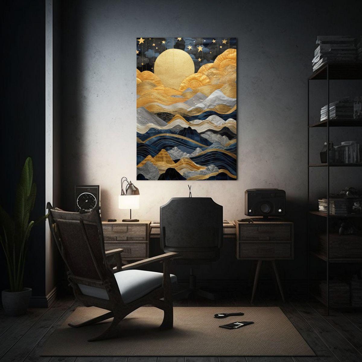 Pintura De Pared Abstracta Con Diseño De Montaña 20x30cm-2