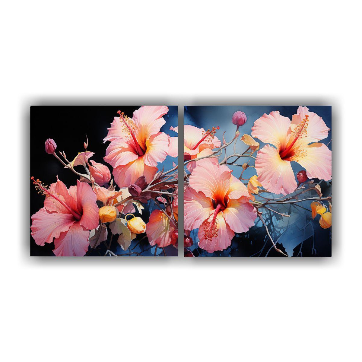 Cuadros Abstractos Pop Art De Flores De Hibisco 80x40 Cm-0
