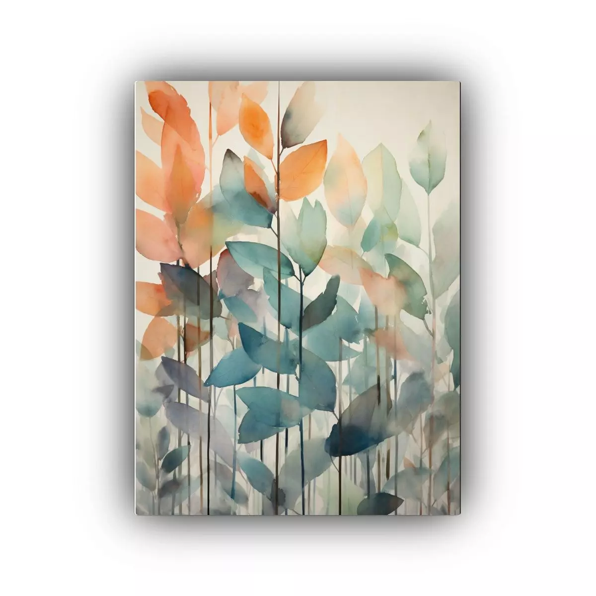 Pintura Decorativa De Hojas De Bosque En Acuarela 50x75cm-0