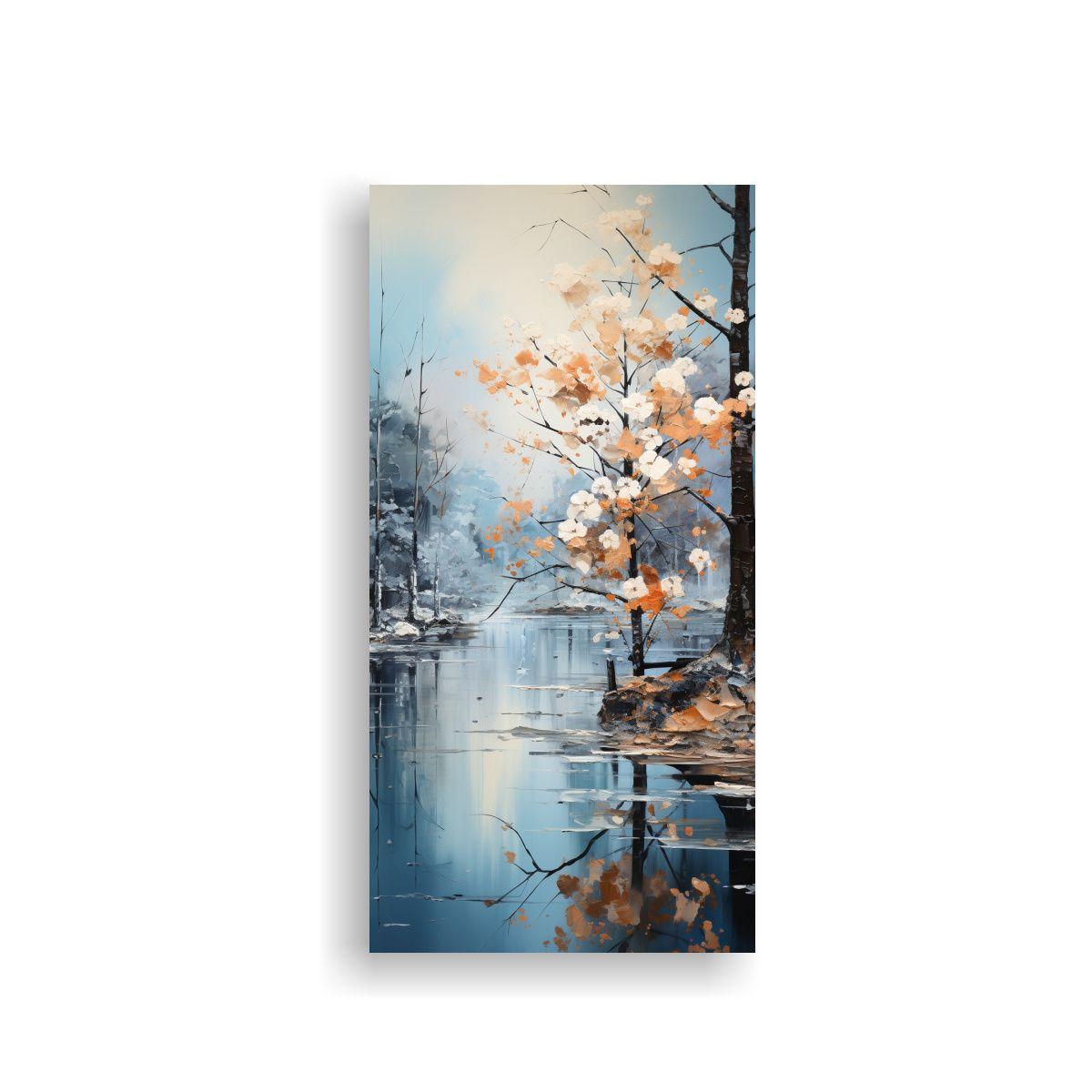 Cuadro Abstracto De árboles En Plateado Y Blanco 60x120cm-0