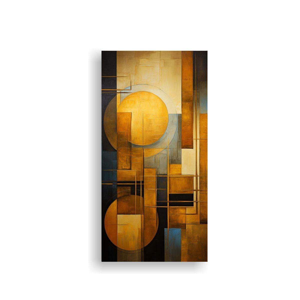 Cuadro Abstracto Vertical A Todo Color Con Dorado 30x60cm-0