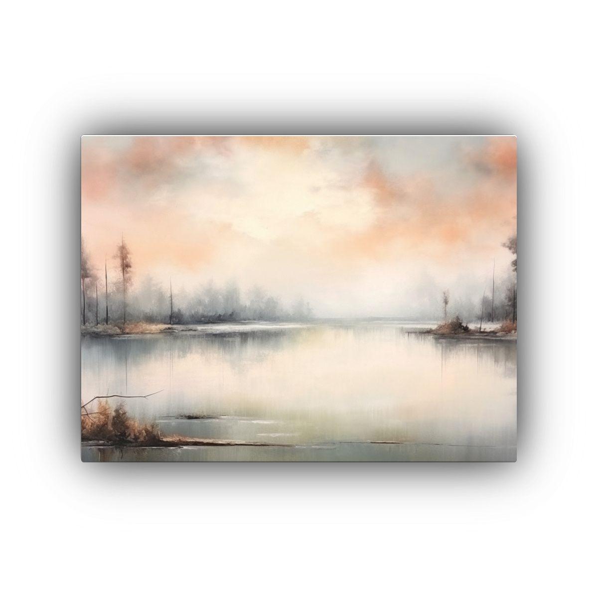 Pinturas De Decoración Abstracta De Paisajes En Blanco Sobr 65x50cm-0