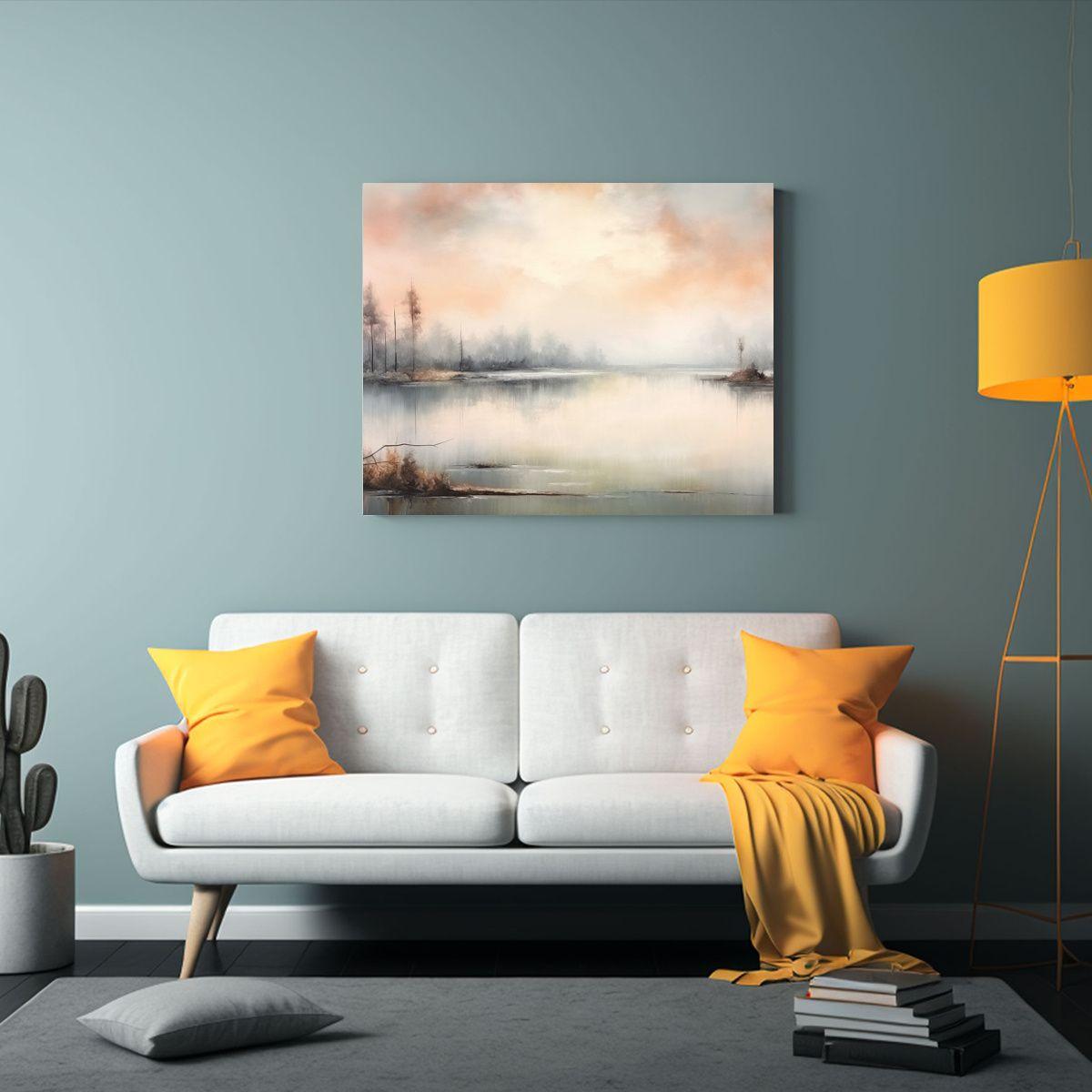 Pinturas De Decoración Abstracta De Paisajes En Blanco Sobr 65x50cm-2
