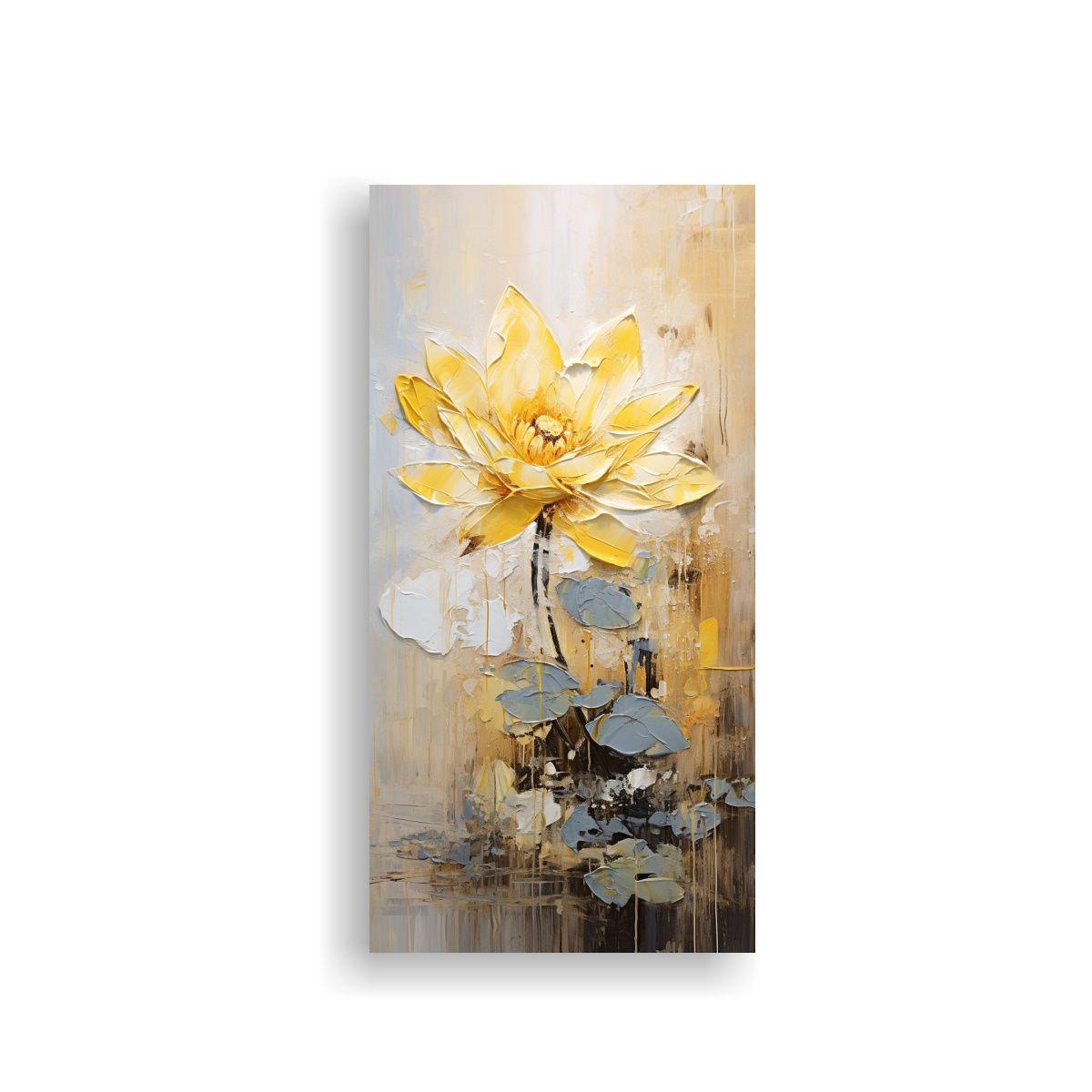 Pintura En Lienzo De Loto Amarillo En El Estilo 60x120cm-0