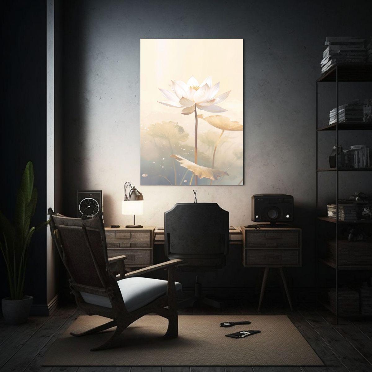 Cuadro De Arte De Loto Blanco Con Diseño 40x60cm-2