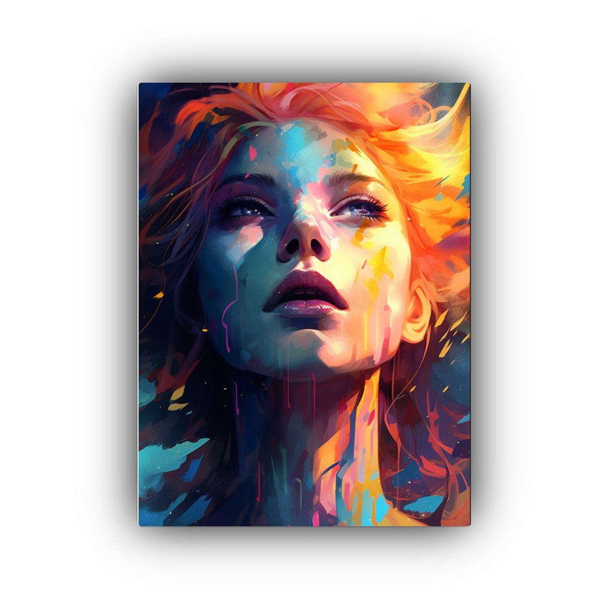 Cuadro Cuadro Profundidad Colores En El Rostro Salpicado Con 50x65cm-0