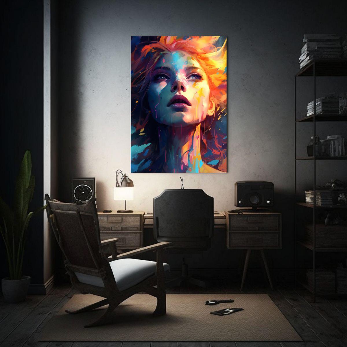 Cuadro Cuadro Profundidad Colores En El Rostro Salpicado Con 50x65cm-2