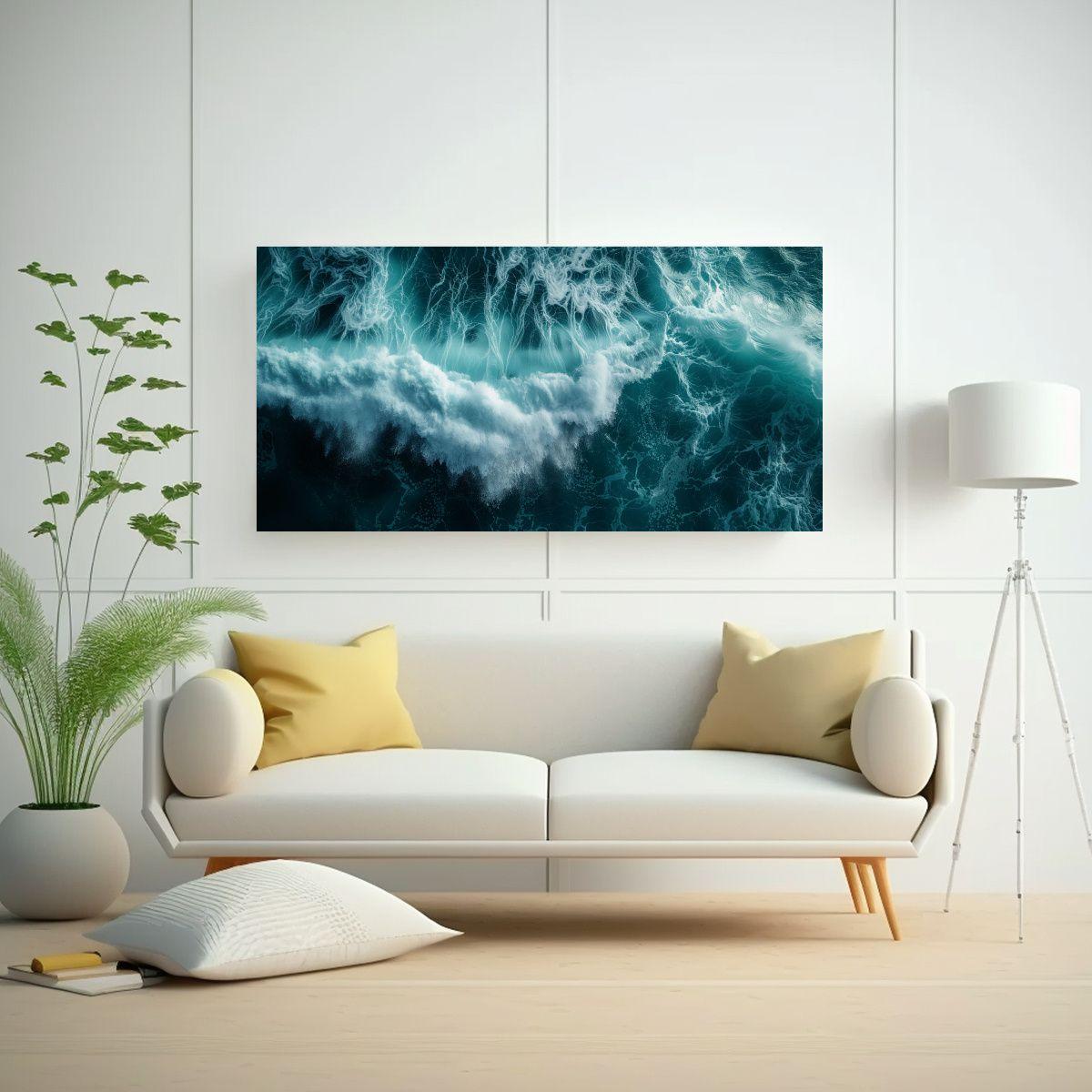 Pinturas De Pared Modernas Para Comedor Con Olas 100x50cm-2
