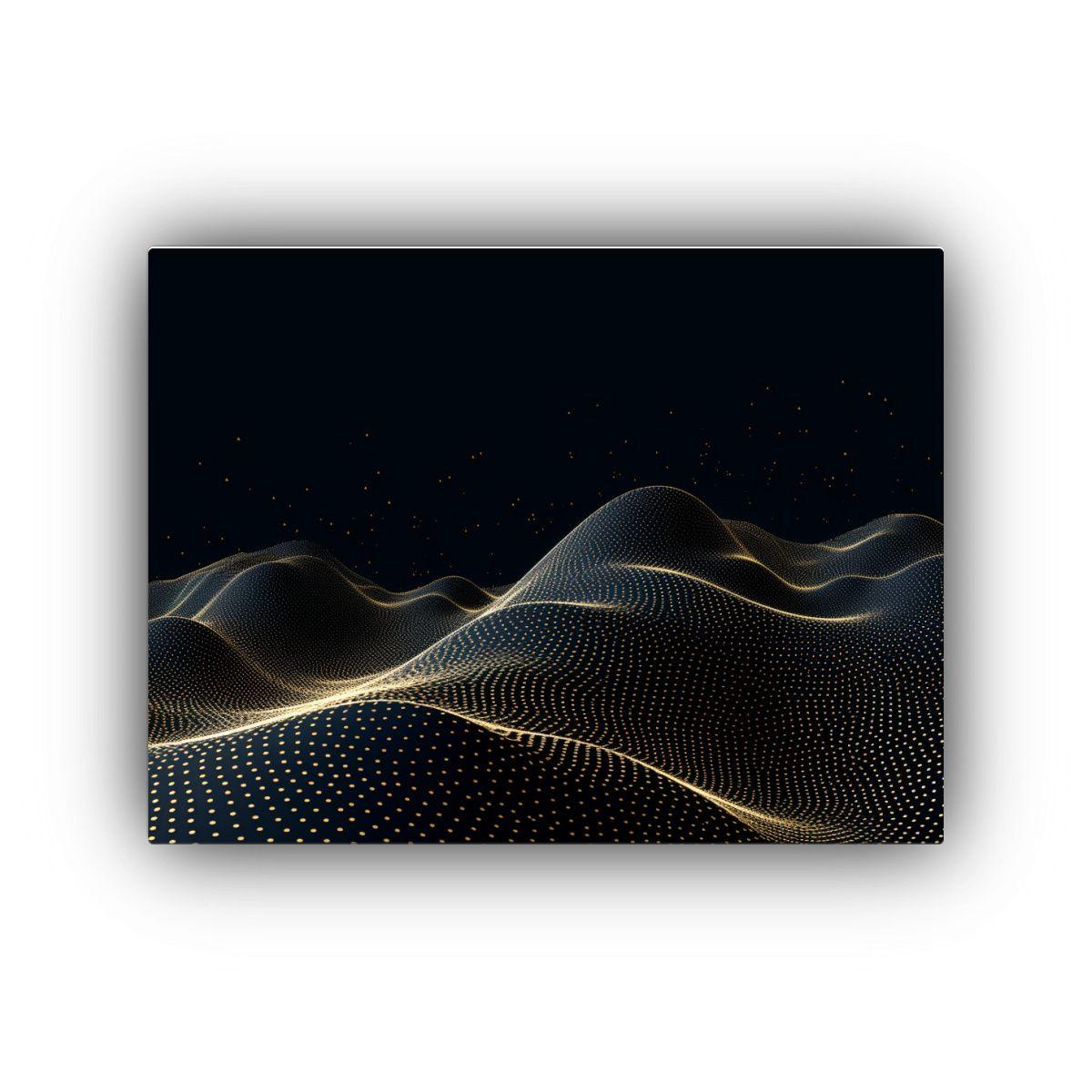Pintura Abstracta De Puntos En Fondo Negro: Composición Equ 90x60cm-0