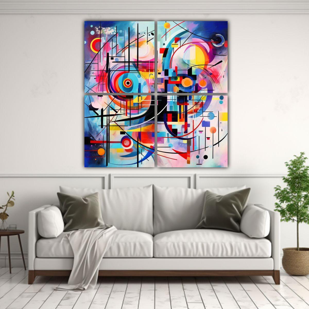 Cuadros Abstractos Vibrantes Al Estilo De Wassily 180x180 Cm-2