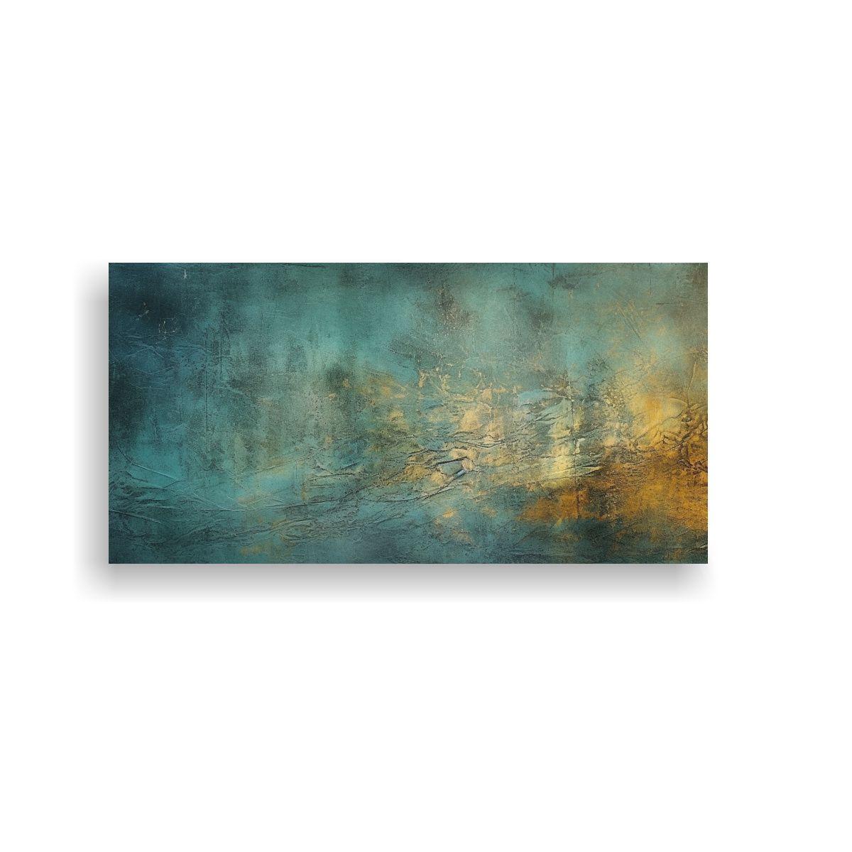 Pintura En Lienzo Abstracto Azul Con Textura 60x30cm-0