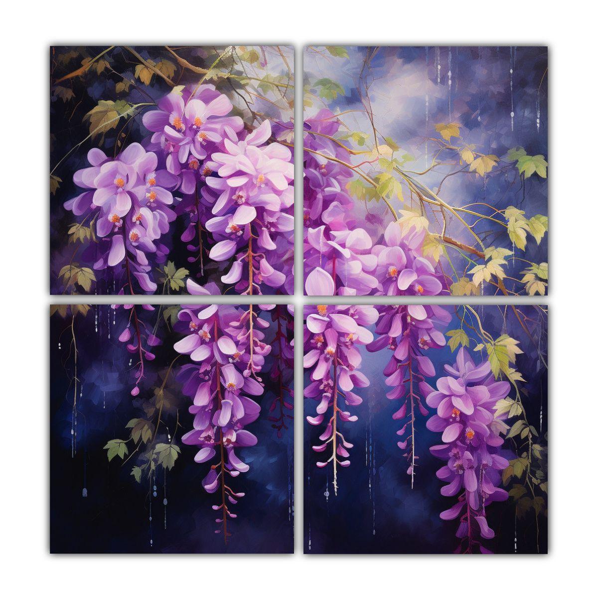 Cuadro Abstracto De Flores De Glicina En Detalle 160x160 Cm-0