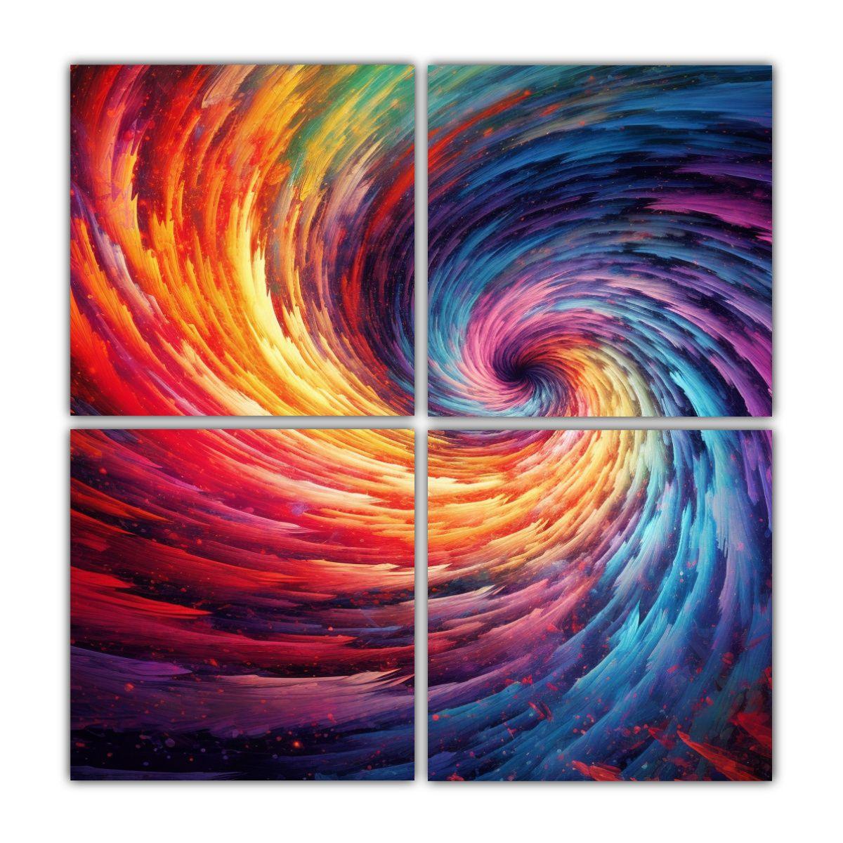 Pinturas Abstractas En 4 Lienzos Discraft Fly Dye 100x100 Cm-0