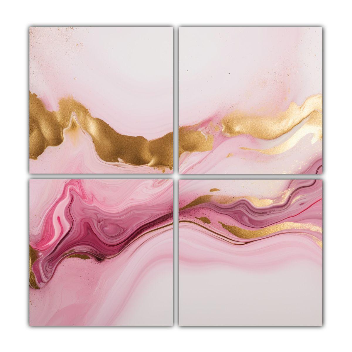 Cuatro Pinturas Decorativas Armonía De Colores 120x120 Cm-0