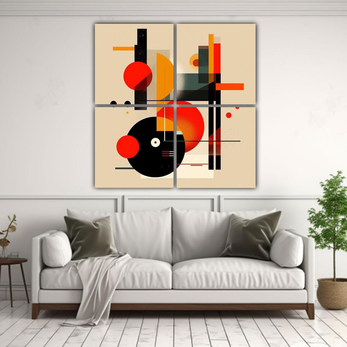 Pintura Abstracta Estilo Bauhaus, Diseño De 200x200 Cm-2