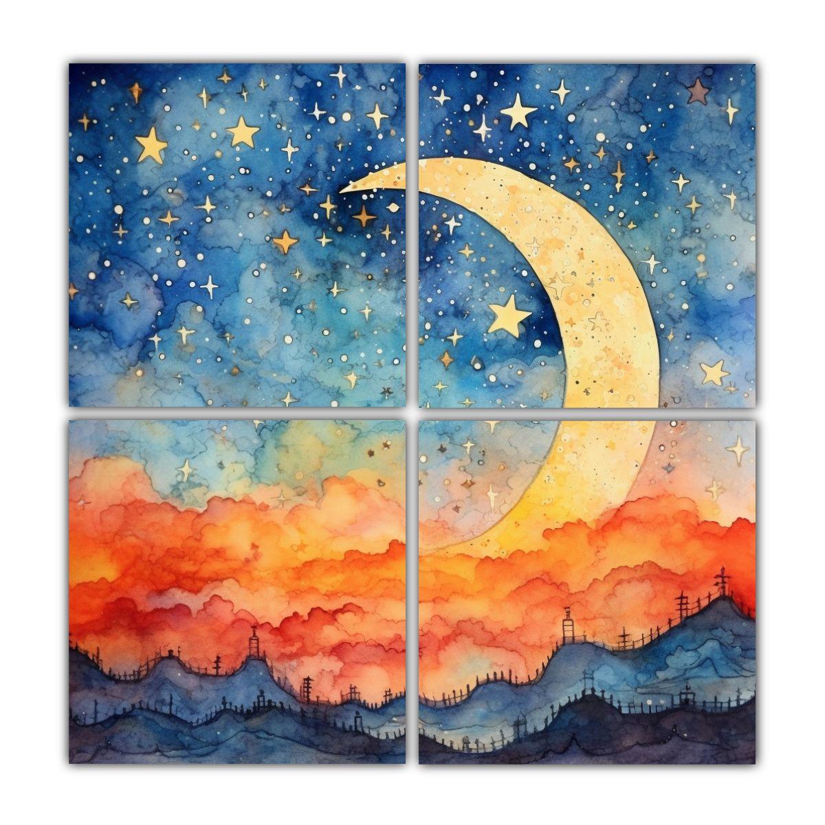 Pinturas Decorativas De Agua Celestial Atardecer, 40x40 Cm-0