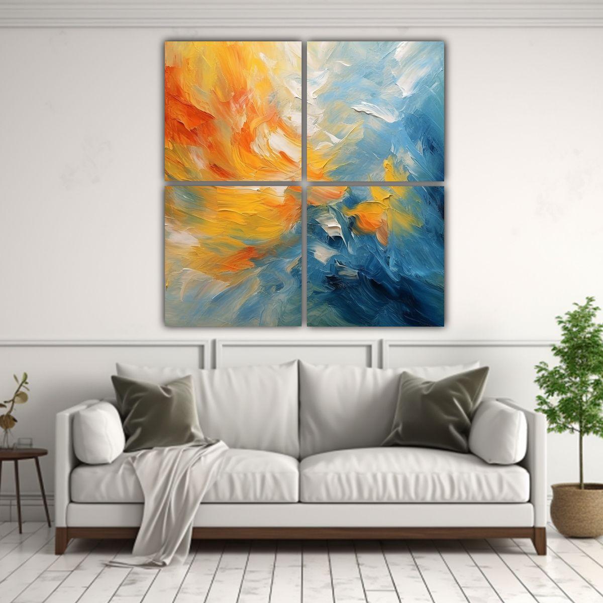 Pinturas Abstractas Impressionism En 4 Lienzos De 200x200 Cm-2