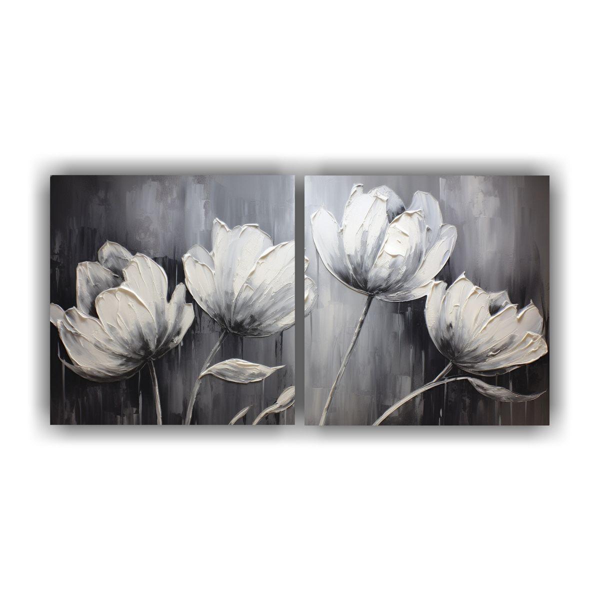 Pintura Al óleo Sobre Lienzo De Tulipanes Negros 160x80 Cm-0