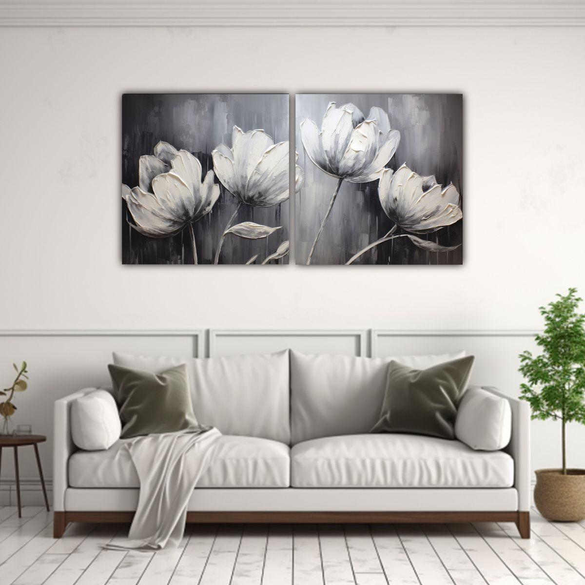Pintura Al óleo Sobre Lienzo De Tulipanes Negros 160x80 Cm-2