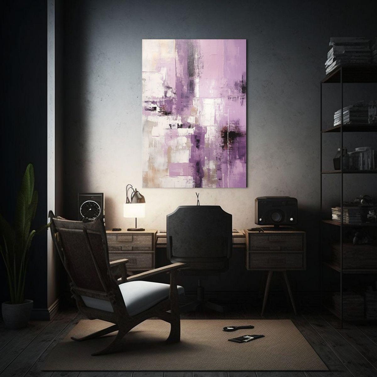 Pintura Mural Abstracta Moderna En Bastidor Mauve 20x30cm-2