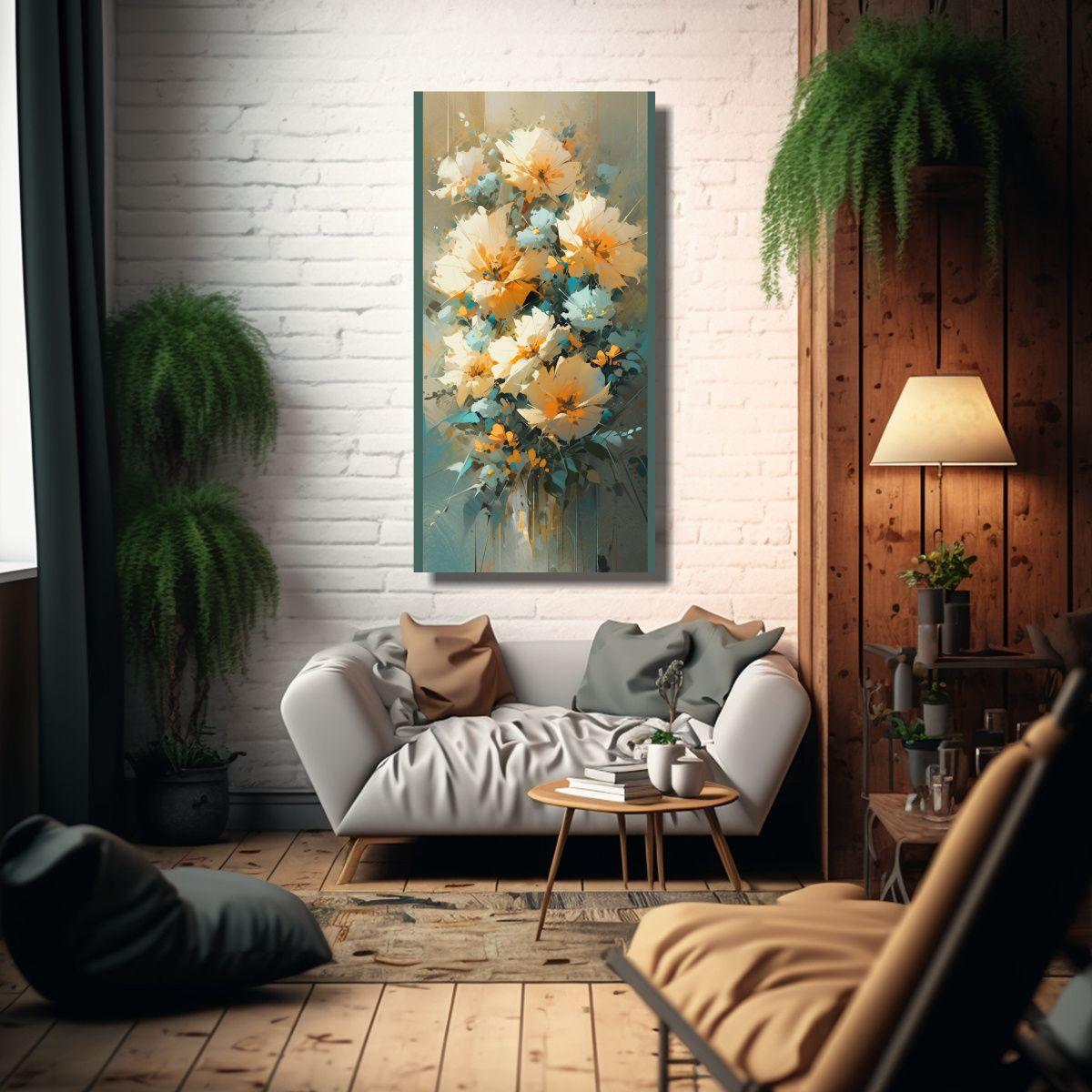 Pintura En Lienzo Creativa Perspectiva De Flores 40x80cm-2