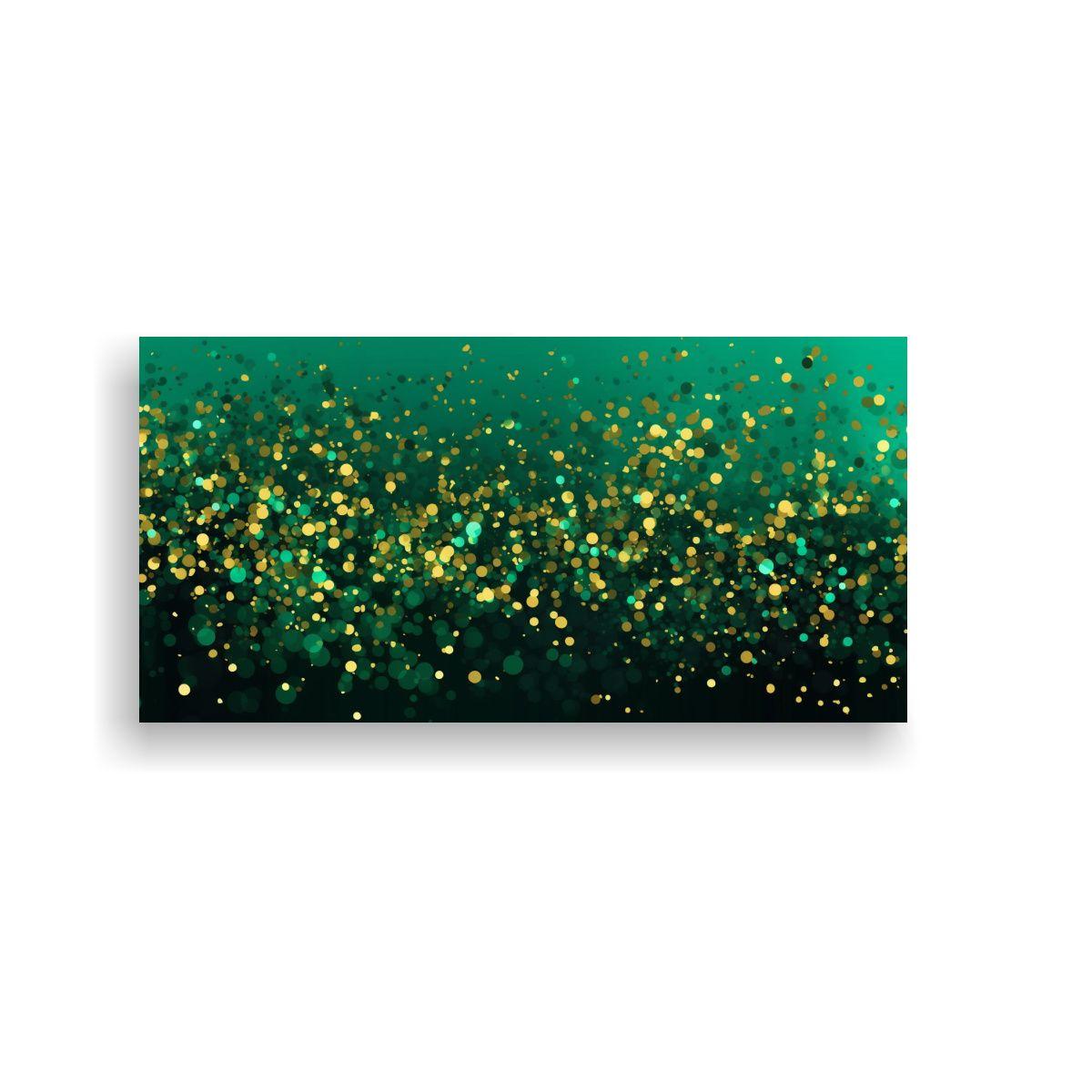 Cuadro De Pared Verde Con Brillo Dorado Para 40x20cm-0