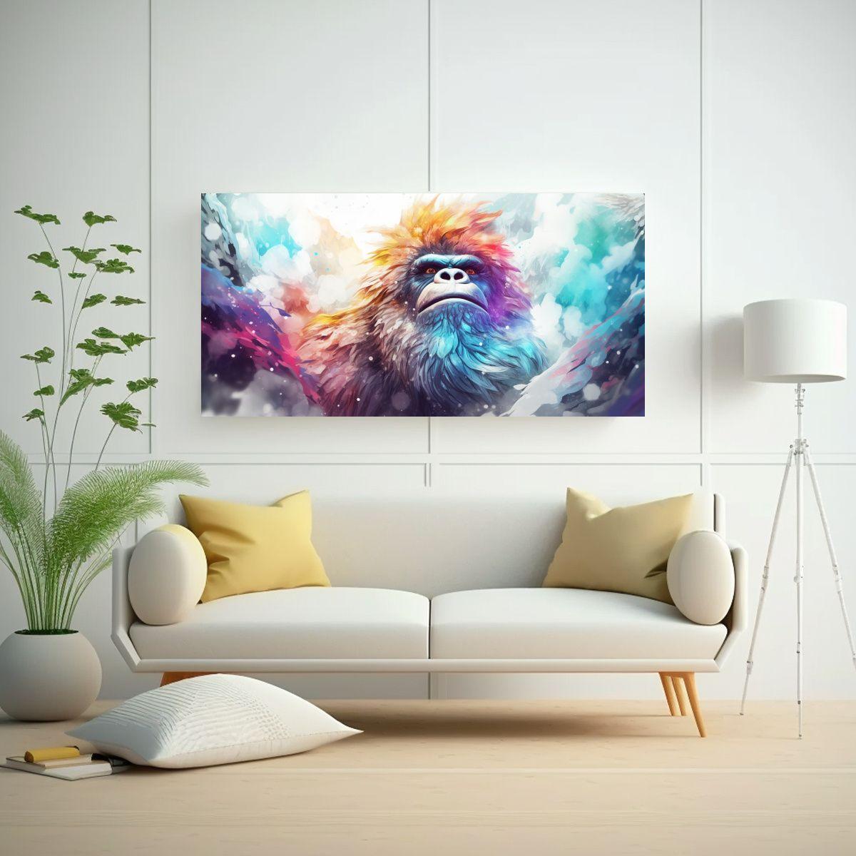 Pintura Urbana Colorida Estilo Acuarela De Un Yeti 120x60cm-2