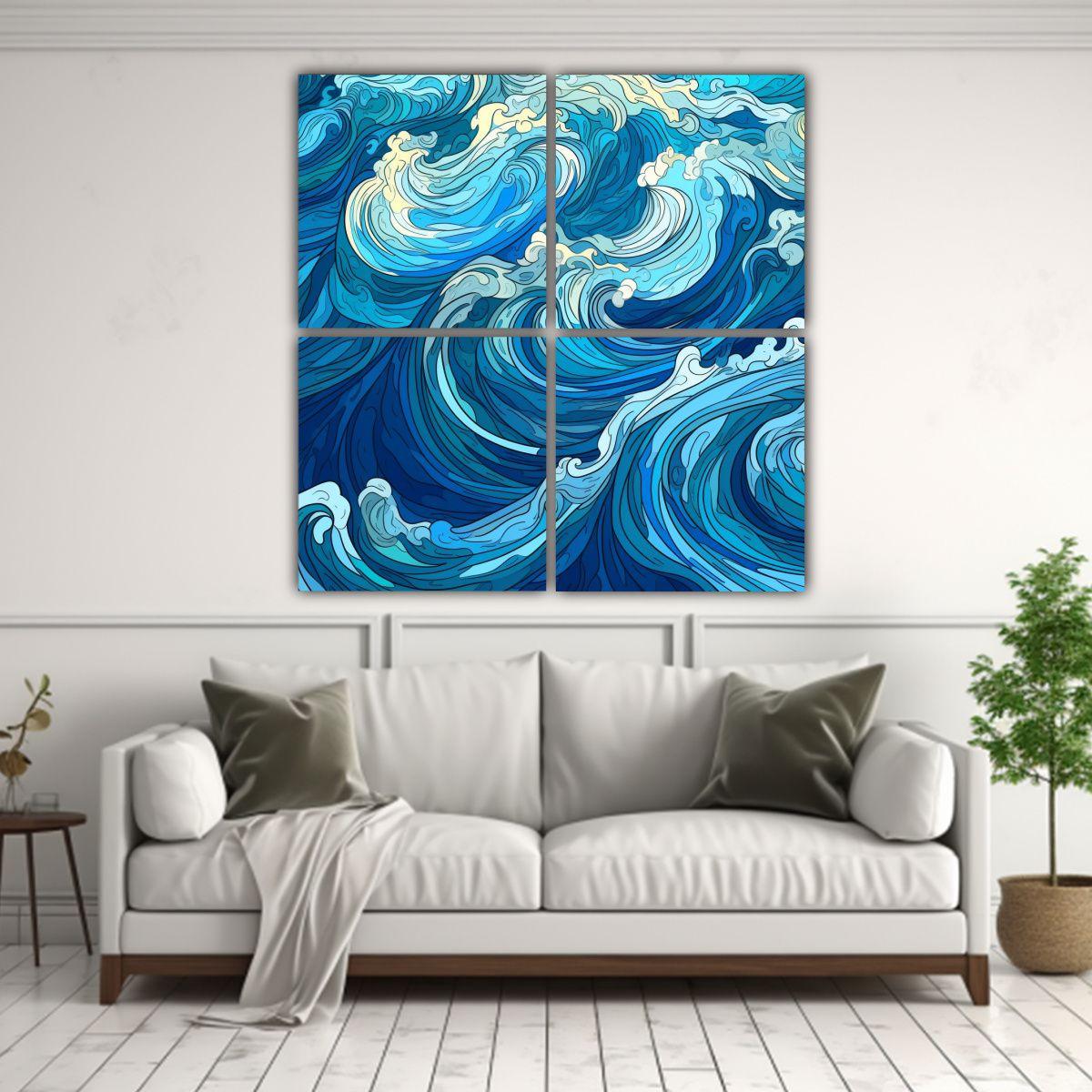 Cuatro Lienzos Acuarela Alegría Hermoso Fondo 200x200 Cm-2