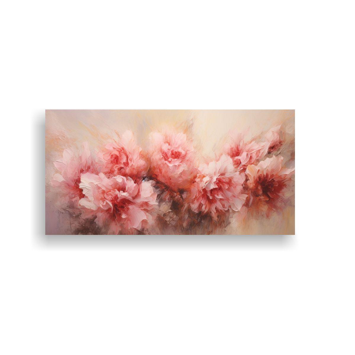Cuadro Abstracto De Motivos De Flores De Claveles 120x60cm-0