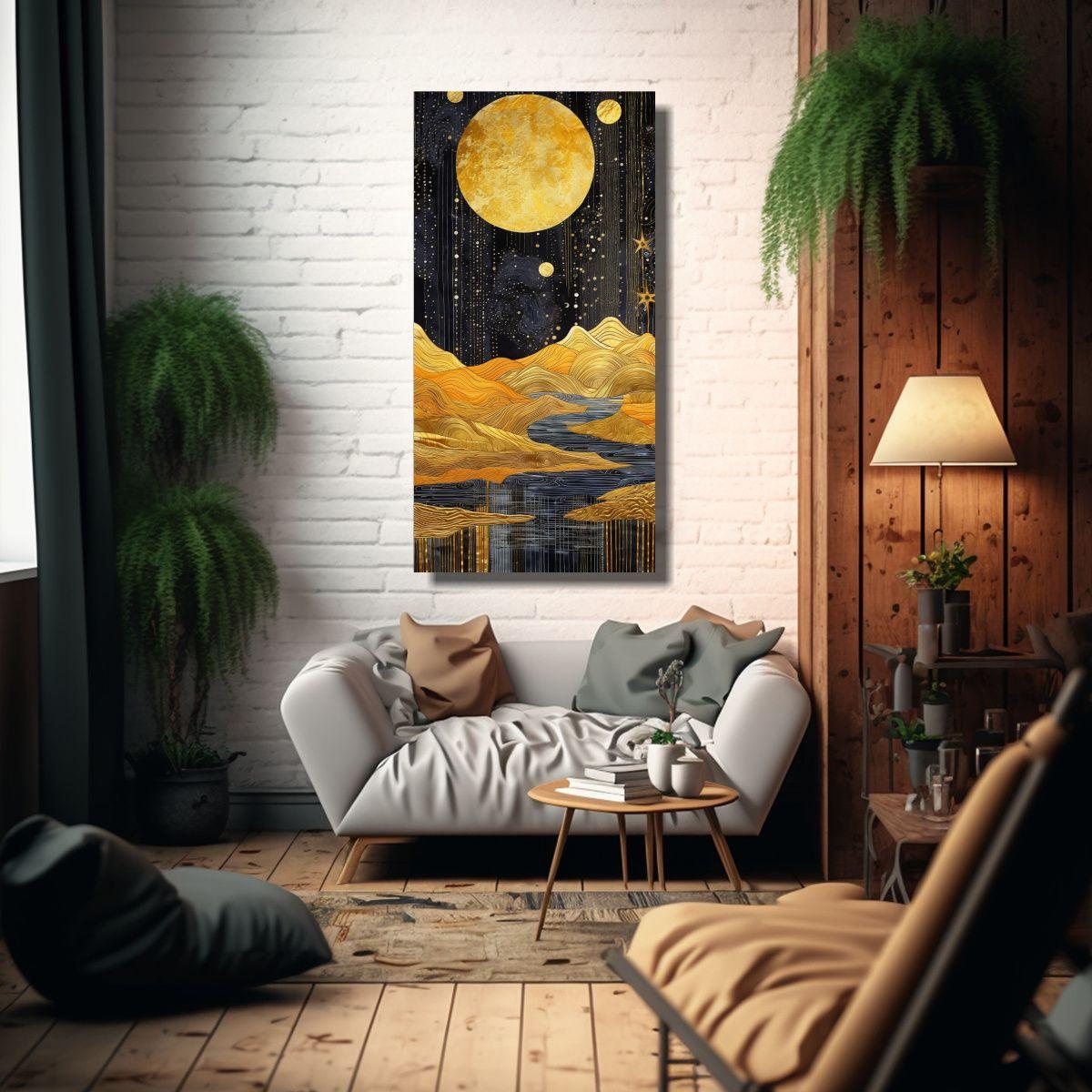 Pintura Montañas Luna Bastidor Tela 20x40cm-2