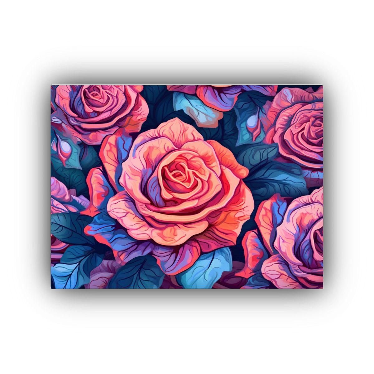 Pintura De Pared Con Rosas En Estilo NeoFunk 75x50cm-0