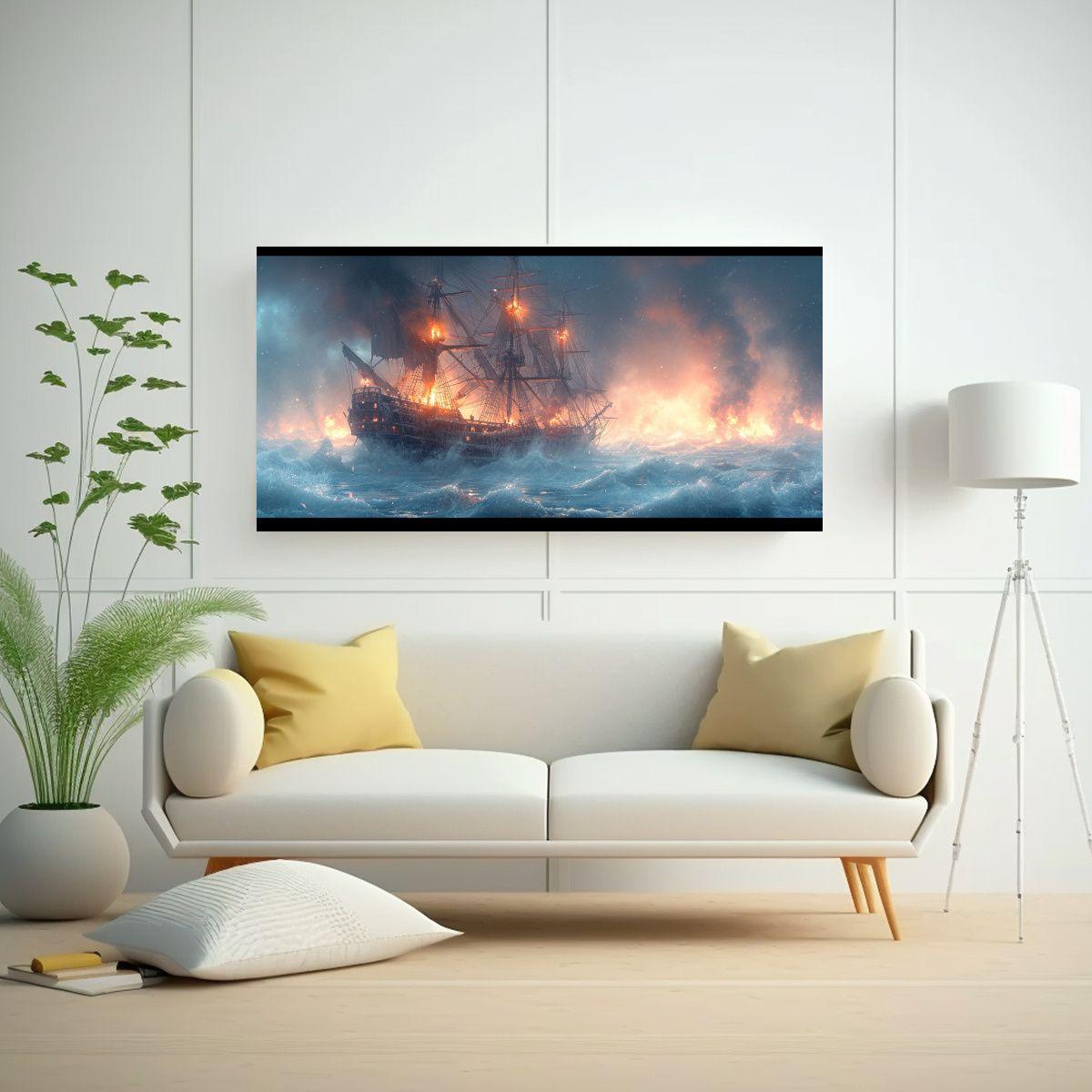 Pinturas Decorativas De Un Gran Barco Portugués 80x40cm-2