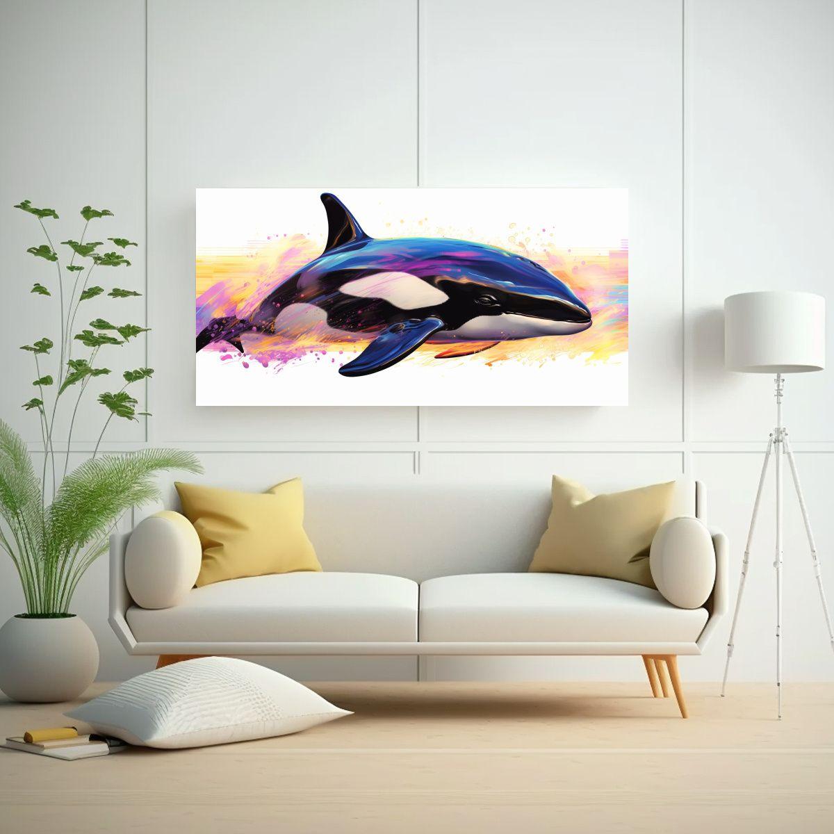 Cuadro Imagen Relieve Orca En Colores 80x40cm-2