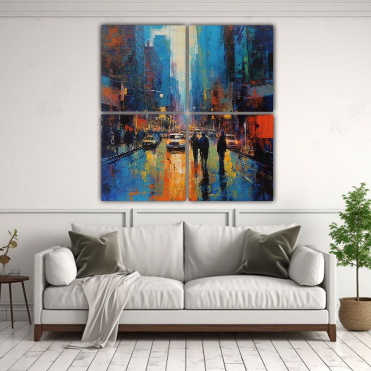 Pintura Abstracta Dinámica Arte Pared Diseño NYC 120x120 Cm-2